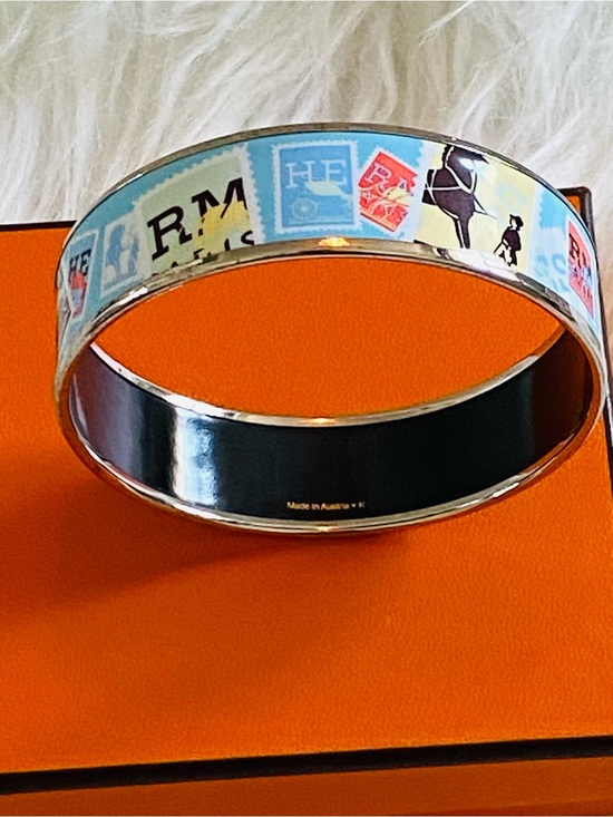 Hermes Jewelry - 🛍️Hermes Authentic Vintage 80s Postal Stamp Bangle Bracelet GM with Box